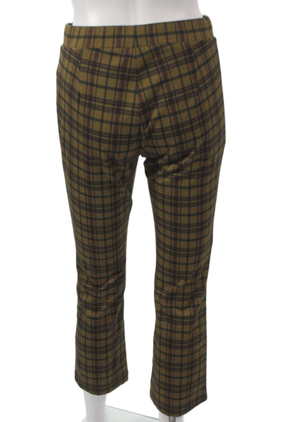 Sanctuary Women Cropped Plaid Brown Pull On Pants Size S