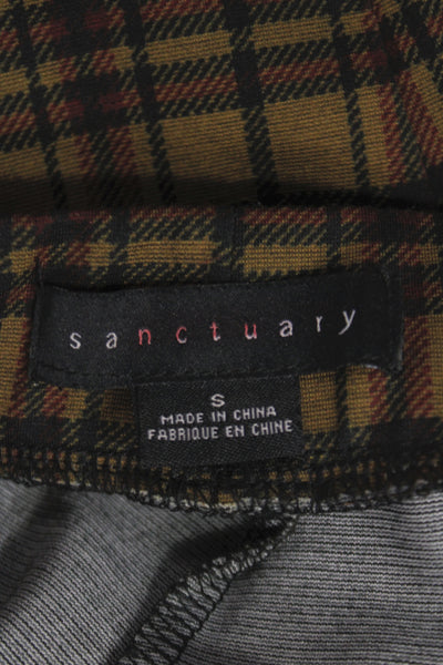 Sanctuary Women Cropped Plaid Brown Pull On Pants Size S