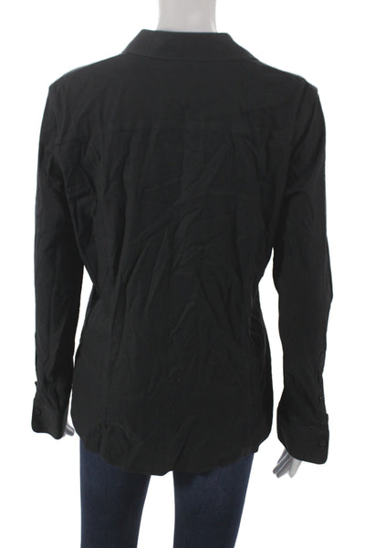 Brooks Brothers Womens Black Collar Long Sleeve Cotton Button-Up Blouse Size 10