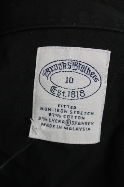 Brooks Brothers Womens Black Collar Long Sleeve Cotton Button-Up Blouse Size 10