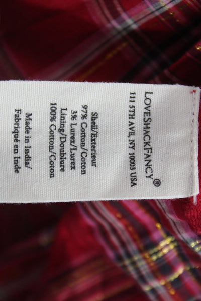 Love Shack Fancy Women Fit & Flare Plaid Halter Sleeveless Dress Red Size L