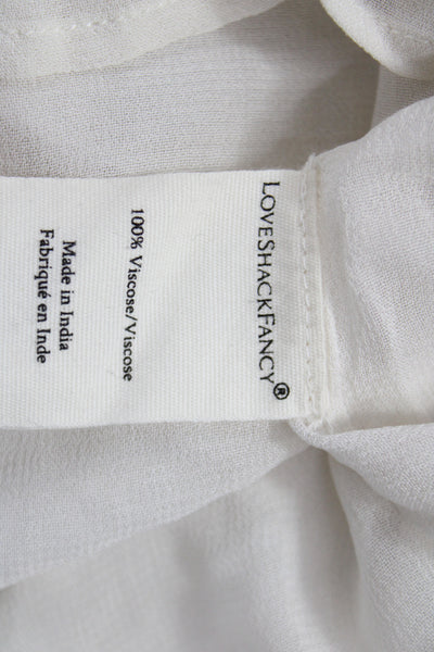 Love Shack Fancy Womens Mini V-Neck Boho Ivory Long Sleeve Dress Size 6