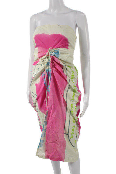 Rachel Comey Womens Strapless Off Shoulder Multicolor Cotton Dress Size L