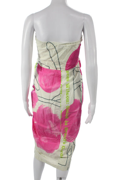 Rachel Comey Womens Strapless Off Shoulder Multicolor Cotton Dress Size L