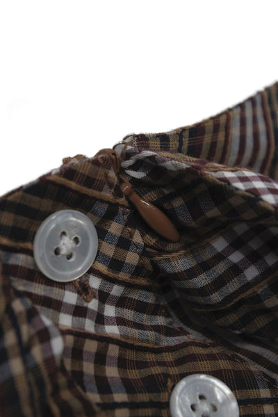Veronica Beard Women Mini Skirt Brown Plaid Cotton Button Size 10