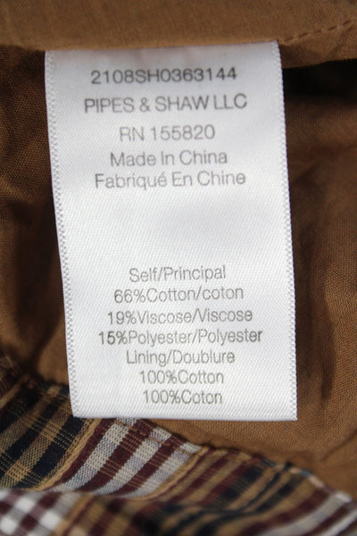 Veronica Beard Women Mini Skirt Brown Plaid Cotton Button Size 10