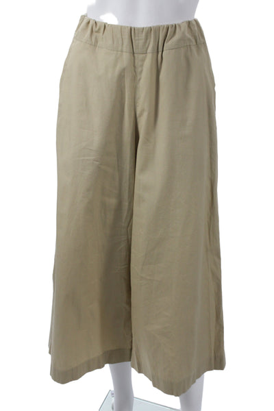 SPRWMN Womens Cropped Beige Cotton Pants Pull On Size XS