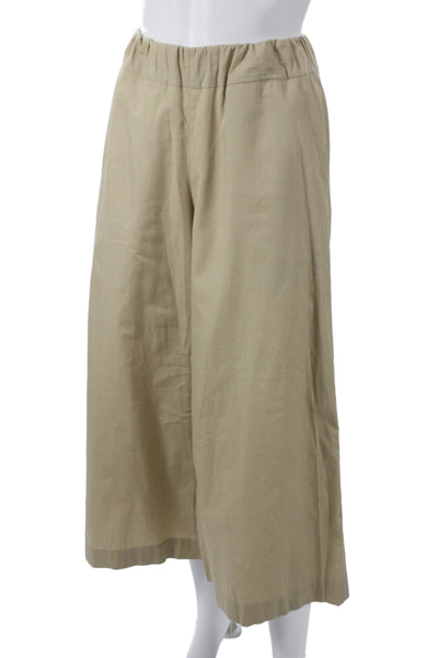 SPRWMN Womens Cropped Beige Cotton Pants Pull On Size XS