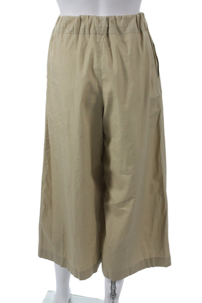 SPRWMN Womens Cropped Beige Cotton Pants Pull On Size XS