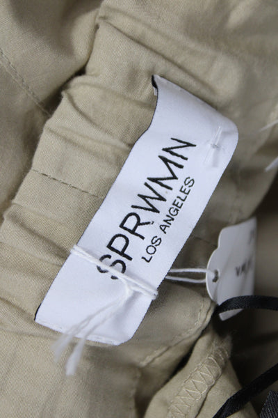 SPRWMN Womens Cropped Beige Cotton Pants Pull On Size XS
