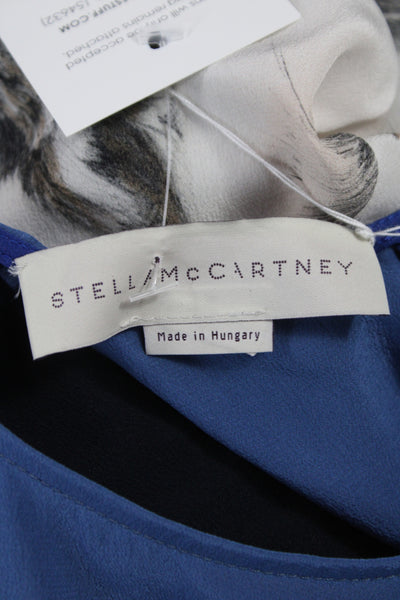 Stella McCartney Women Silk Animal Print V-Neck Tunic Blue Size 38