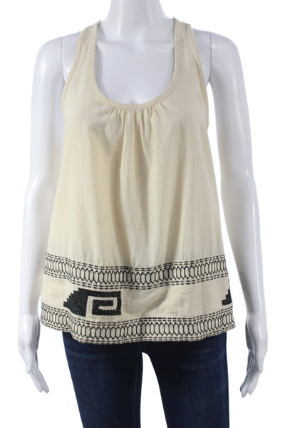 Bsbee Womens Camisole Beige Khadi Cotton Geometric Scoop Neck Boho Size XS