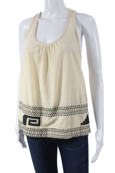 Bsbee Womens Camisole Beige Khadi Cotton Geometric Scoop Neck Boho Size XS