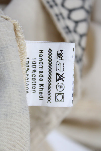 Bsbee Womens Camisole Beige Khadi Cotton Geometric Scoop Neck Boho Size XS