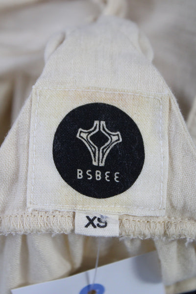 Bsbee Womens Camisole Beige Khadi Cotton Geometric Scoop Neck Boho Size XS