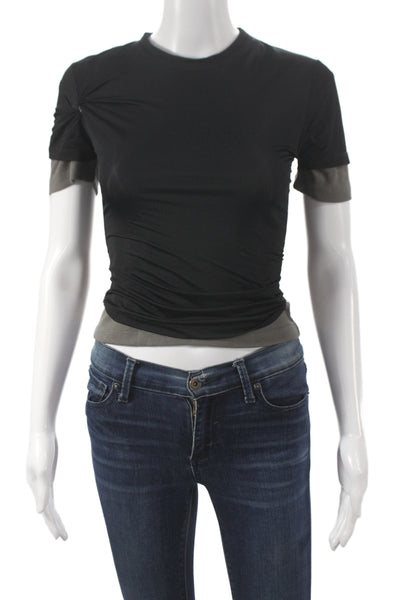 Christopher Esber Women Basic Black Crew Neck Short Sleeve T-Shirt Size 8