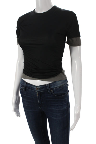 Christopher Esber Women Basic Black Crew Neck Short Sleeve T-Shirt Size 8
