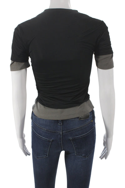 Christopher Esber Women Basic Black Crew Neck Short Sleeve T-Shirt Size 8