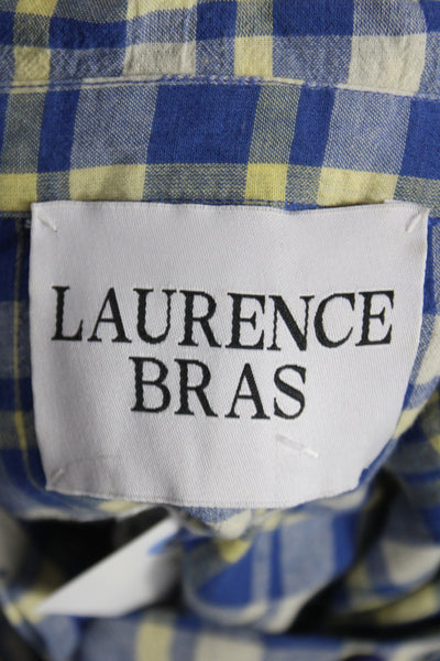 Laurence Bras Women Tunic Blouse Blue Plaid Cotton Longsleeve Size 34