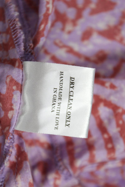 Sika Womens Cropped Purple Cotton V-Neck African 3/4 Sleeve Blouse Size 4