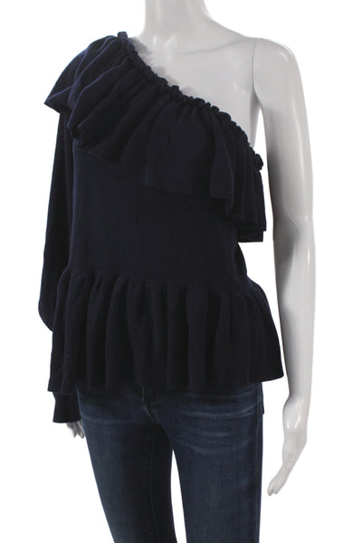 Ulla Johnson Womens One Shoulder Pullover Blue Cotton Long Sleeve Size M