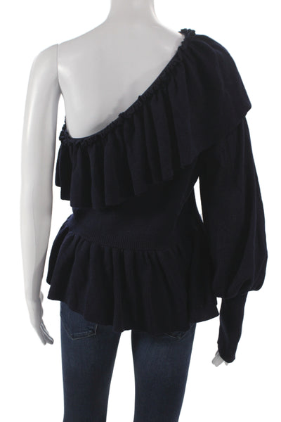 Ulla Johnson Womens One Shoulder Pullover Blue Cotton Long Sleeve Size M