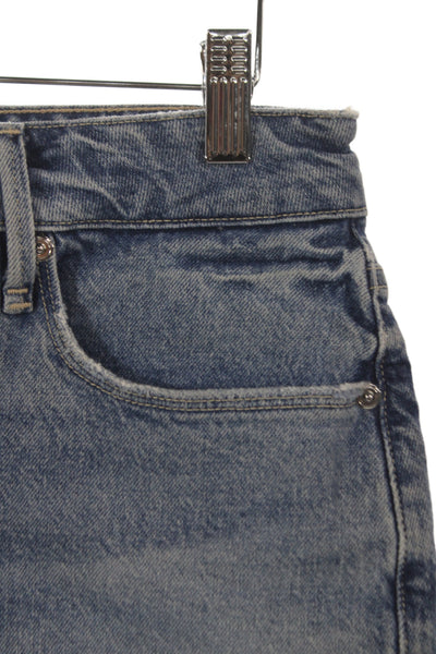 Good American Women Mini Skirt Blue Cotton Button Casual Size 4