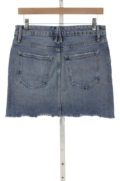 Good American Women Mini Skirt Blue Cotton Button Casual Size 4