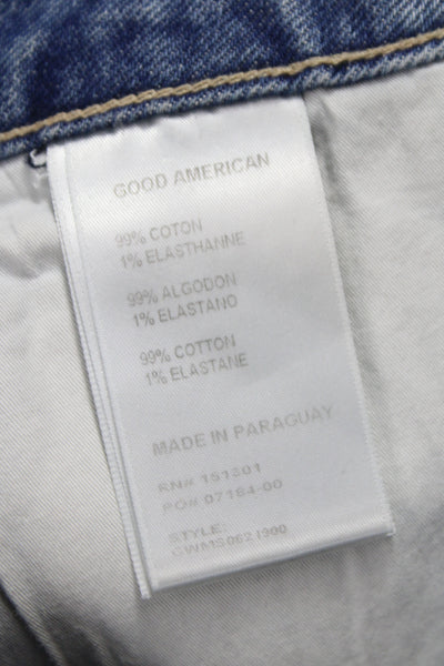 Good American Women Mini Skirt Blue Cotton Button Casual Size 4