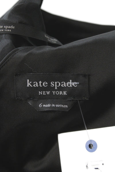 Kate Spade New York Womens A-Line Black Floral One Shoulder Dress Size 6