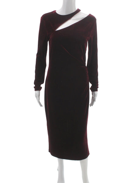 Reiss Womens Sheath One Shoulder Long Sleeve Red Long Dress Size 6