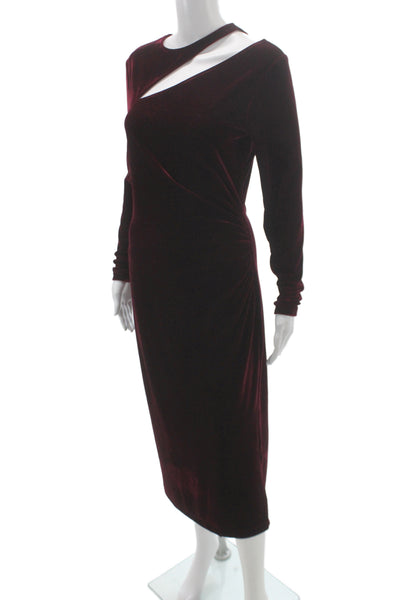 Reiss Womens Sheath One Shoulder Long Sleeve Red Long Dress Size 6