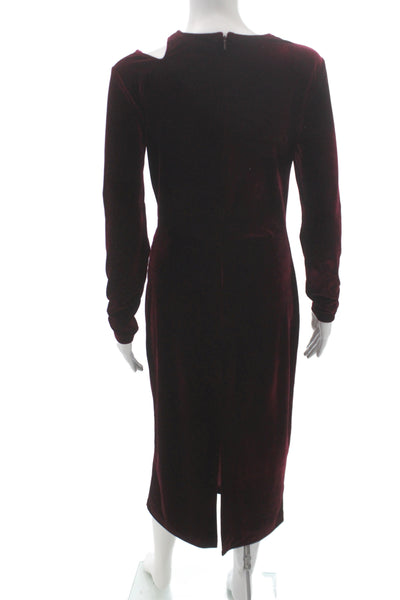 Reiss Womens Sheath One Shoulder Long Sleeve Red Long Dress Size 6