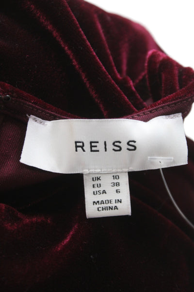 Reiss Womens Sheath One Shoulder Long Sleeve Red Long Dress Size 6