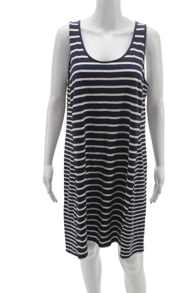 Boden Womens Blue Striped Tank Dress Cotton Scoop Neck Sleeveless Size 12 Tall