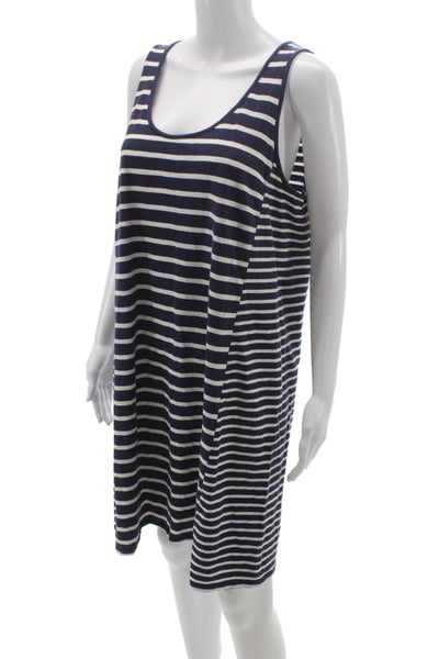 Boden Womens Blue Striped Tank Dress Cotton Scoop Neck Sleeveless Size 12 Tall