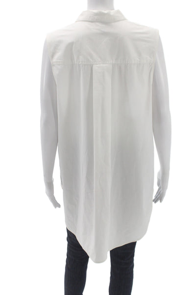 Athleta Women Collared Sleeveless Tunic Zip White 64% Cotton Size XL