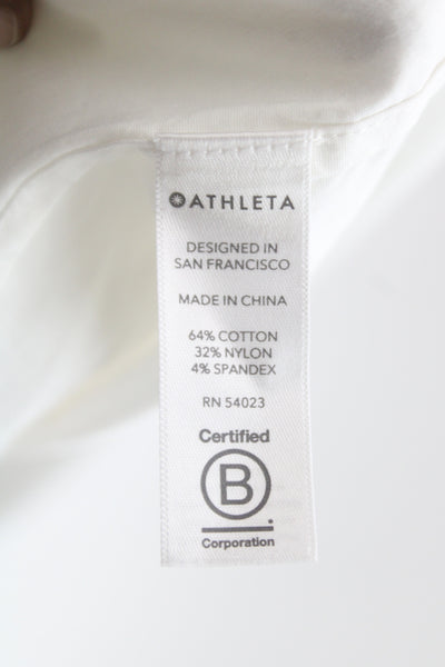 Athleta Women Collared Sleeveless Tunic Zip White 64% Cotton Size XL