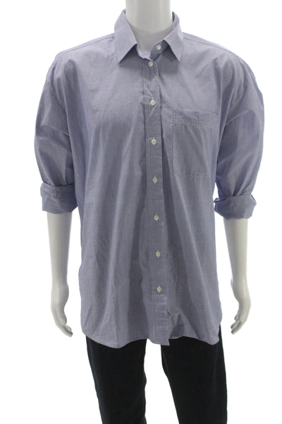 Banana Republic Mens Blue Cotton Button-Up Dress Shirt Long Sleeve Size L