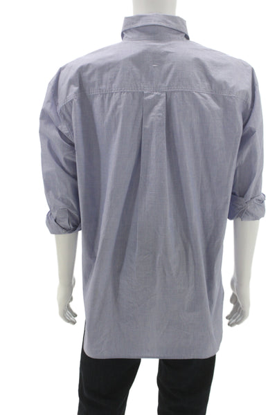 Banana Republic Mens Blue Cotton Button-Up Dress Shirt Long Sleeve Size L