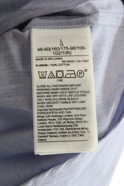 Banana Republic Mens Blue Cotton Button-Up Dress Shirt Long Sleeve Size L
