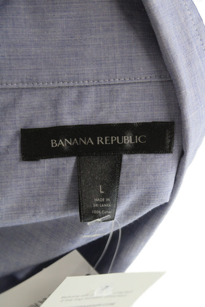 Banana Republic Mens Blue Cotton Button-Up Dress Shirt Long Sleeve Size L