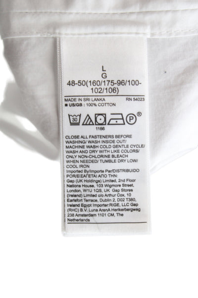 Banana Republic Men's Dress Shirt White Cotton Long Sleeve Button-Up Size L