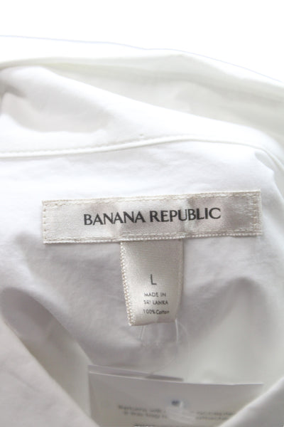 Banana Republic Men's Dress Shirt White Cotton Long Sleeve Button-Up Size L