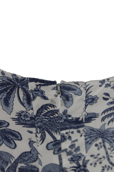 Staud Women Fit & Flare Dress Blue Toile Square Neck Sleeveless Cotton Size 8