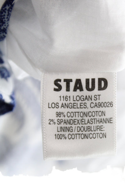 Staud Women Fit & Flare Dress Blue Toile Square Neck Sleeveless Cotton Size 8