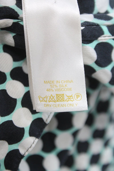 Kate Spade New York Women Black Polka Dot Shift Dress 3/4 Sleeve Silk Size S