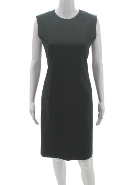 Theory Women Sheath Dress Green Wool Sleeveless Size 2