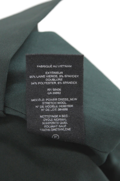 Theory Women Sheath Dress Green Wool Sleeveless Size 2