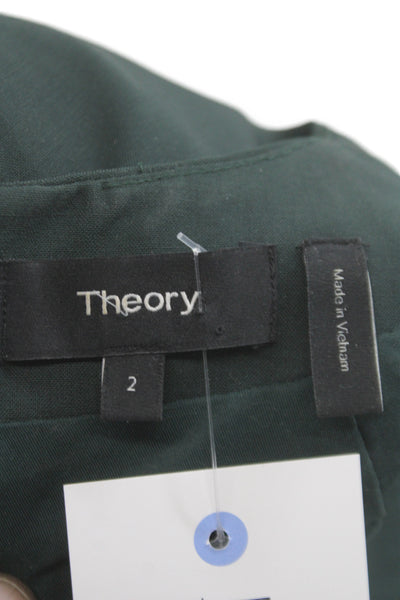 Theory Women Sheath Dress Green Wool Sleeveless Size 2
